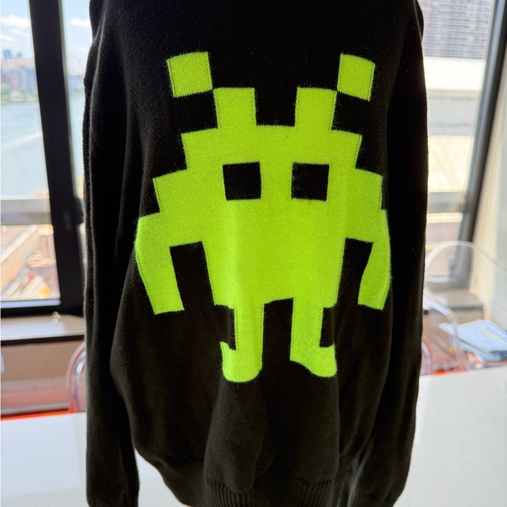 Black and Green Pixel Art Sweater